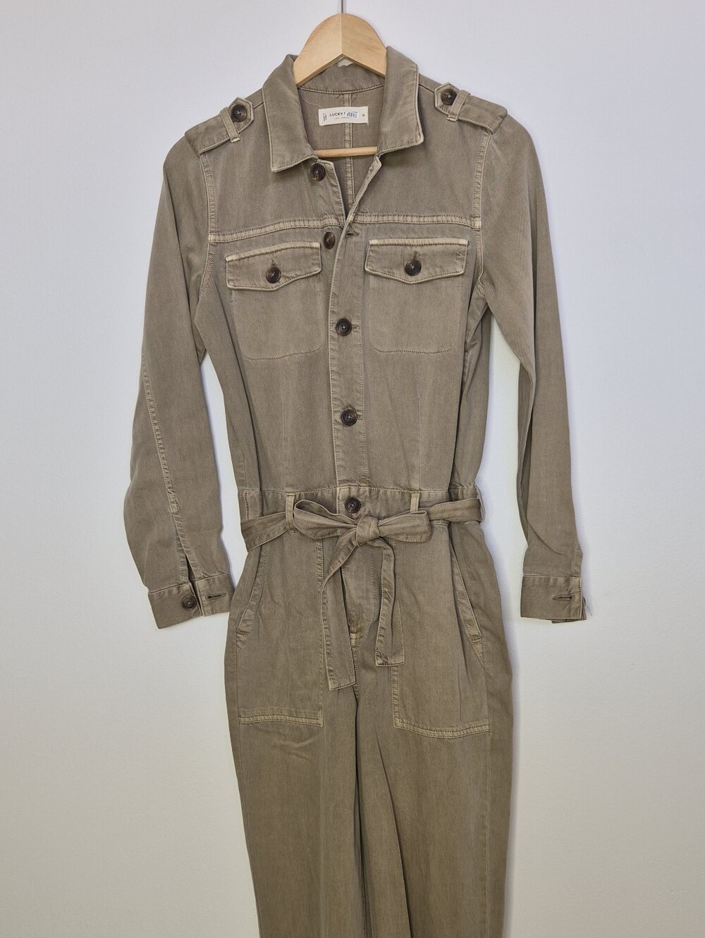 Lucky Brand Khaki Tan Rain or Shine Utility Jumpsuit Size XS